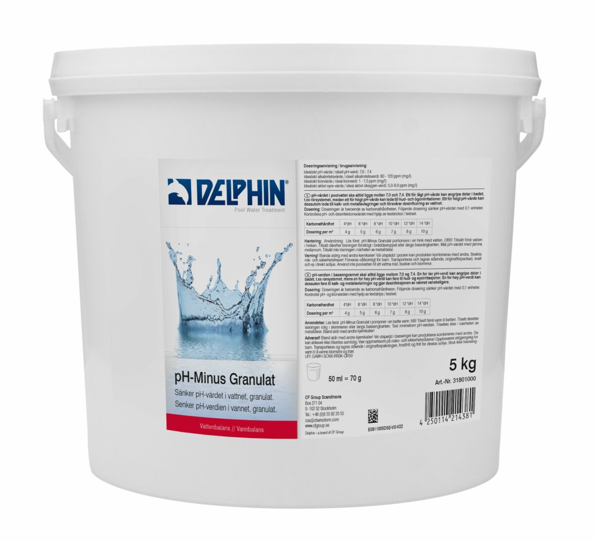 Poolkem DELPHIN pH-minus granulat 5 kg